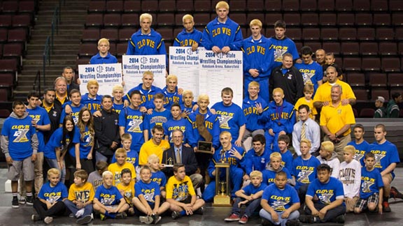 Coach Steve Tirapelle and the Clovis High wrestling program won its fourth consecutive CIF state title last March in Bakersfield. Photo: cloviswrestling.com. 