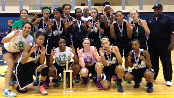 Players from championship team representing St. Mary's of Stockton celebrate winning the top division at 28th annual San Diego Classic. Photo: Harold Abend.