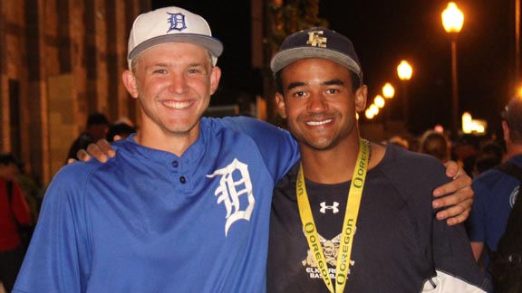 Two all-state players who met in the CIF Sac-Joaquin Section Division I North finals were Matt Trask of Davis and Derek Hill of Elk Grove. It's hard to tell which player's team won. It was Trask's, but Hill went in the first round of the MLB Draft a few days later. Photo: Trask Photography.