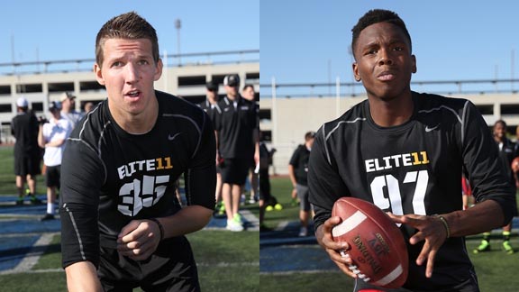 Yes, we did find a way to get Tyler Hilinski of Upland (left), Sheriron Jones of Rancho Verde (right) plus Blake Barnett of Corona Santiago all onto the All-Inland Empire preseason team. We could have picked just one QB, but that's not how we do any honors squad. Photos: Tom Hauck/Student Sports.