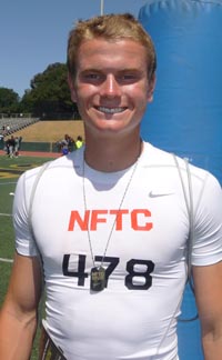 J.J. Koski of San Ramon Valley was a happy camper after he was named MVP among receivers at last May's NorCal NFTC. Photo: Mark Tennis.