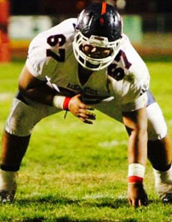 Rancho Cotate's Oscar Nava will be one to watch this fall on both sides of the line. Photo: Hudl.com.