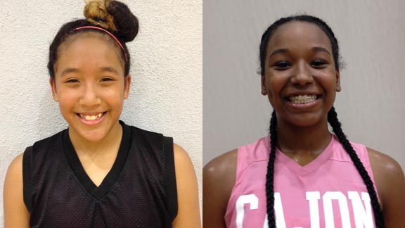 Barbara Sitanggen (left) from Troy of Fullerton and Kayla Washington from Cajon of San Bernardino have both already received all-state honors for their class. Photos: Harold Abend.