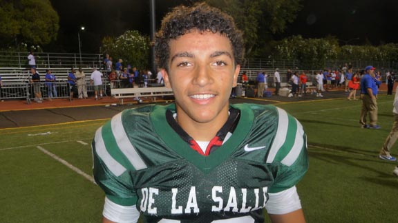 Anthony Sweeney directed the De La Salle of Concord offense to more than 500 yards in his first start as the team's quarterback. He is one of many junior standouts on this year's team. Photo: Mark Tennis.