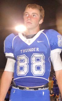 Blake Laurin caught three TD passes during Rocklin's win on Friday over Sacramento. Photo: Mark Tennis.