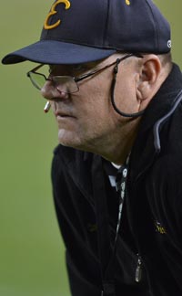 Enterprise coach Darren Trueblood surveys field during 2013 CIF D2 bowl game. Photo: Scott Kurtz.