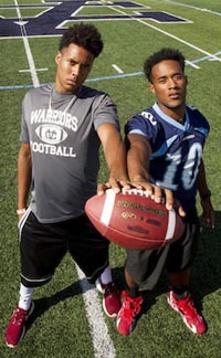 San Jose Valley Christian's Johnson Brothers -- Collin (left) and Kirk (right) -- will be playing in next week's CCS Open Division semifinals. Photo: SportStars Magazine.