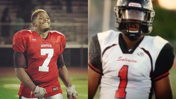 Our two defensive players of the week are Jaquille Bradford from San Diego Hoover (left) and Kyree Harvey from Salesian of Richmond. Photos: Hudl.com & courtesy school.