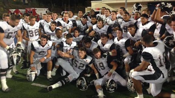 JSerra players show some excitement after win over Mater Dei at the Santa Ana Bowl. Photo: Moore Video Productions.