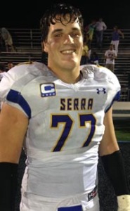 Stanford-bound OL Jack Dreyer of San Mateo Serra has a twin sister, Alexa, who is at Archbishop Mitty of San Jose and who is headed to UCLA. Photo: Paul Muyskens.