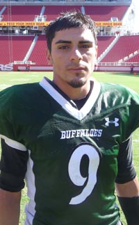 Luis Reyes scored twice on spectacular plays for Manteca in loss to Oakdale. Photo: Mark Tennis.