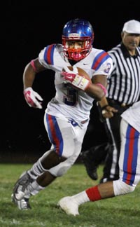 Miles Harrison breaks into the clear during 326-yard outing in Clayton Valley's win over Concord. Photo: Willie Eashman.