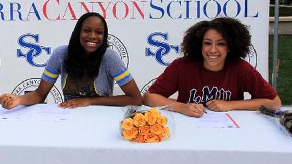 Kennedy Burke (left) is about to sign her letter of intent earlier this month with UCLA while teammate Cheyenne Wallace is about to sign with Loyola Marymount. The duo are expected to lead Sierra Canyon of Chatsworth to a banner season. Photo: Courtesy Sierra Canyon School.