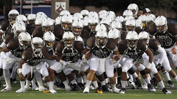 Other than a one-point loss to Gardena Serra, the Crespi of Encino football team has been like an unstoppable runaway freight train in recent weeks. Photo: Crespi.org.