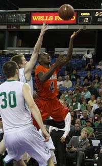 Michael Oguine made big shots for Chaminade throughout its drive to the CIF Division III stat title. Photo: Willie Eashman.