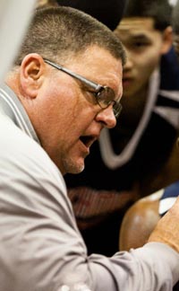 Richmond coach Rob Collins coaches his team in 2012. Photo: Stephen Loewinsohn/East Bay Express.