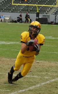 El Capitan had to punt in the fourth quarter after this pass to Francis Lima was ruled incomplete. Lima had a TD catch earlier for the Vaqueros. Photo: Phillip Walton/SportStars.