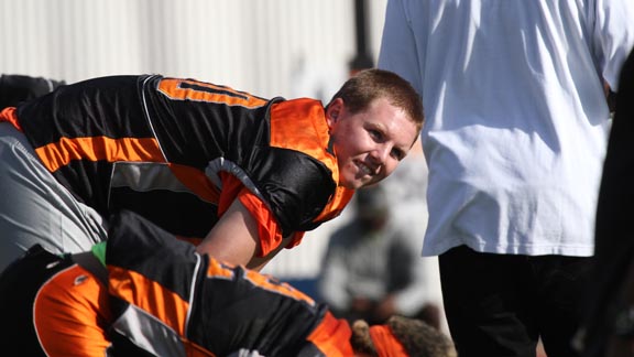 After being ruled ineligible, junior QB Kevin Davidson continued to be present at McClymonds of Oakland games. He played in the team's first four games. Photo: Willie Eashman.