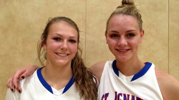 Josie Little and Sydney Raggio (left) have both begun the season looking impressive for unbeaten St. Ignatius of San Francisco, which plays Monday in West Coast Jamboree. Photo: Harold Abend.