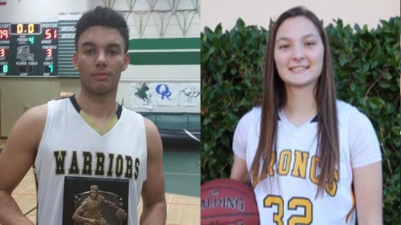 Two of this week's best in the state are Caleb Morris from Army-Navy of Carlsbad and Rebecca Gallis from Kern Valley of Lake Isabella. Photos: ArmyNavyBasketball & Courtesy Family.