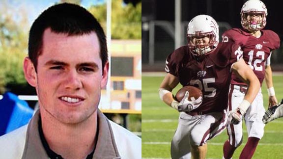 Two of the final three South Bay/Peninsula players of the week are Riley Quinn (left) and Ben Burr-Kirven, who sparked teams to CIF Central Coast Section titles. Photos: Hudl.com & Roger Chen/Prep2Prep.com