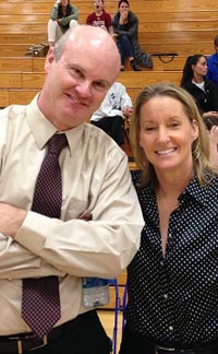 Mitty head coach Sue Phillips with Mike Mulkerrins of St. Ignatius. Photo: Harold Abend.