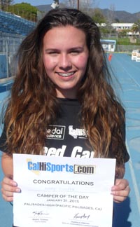 Mary Cooper of Palos Verdes Estates was one of the campers of the day as selected by the coaches who worked with her.