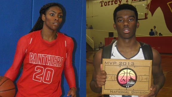 Two of this week's NorCal/SoCal Players of the Week are MaAne' Mosley from St. Mary's of Berkeley and Max Hazzard of L.A.  Loyola. Photos: Courtesy school & Ronnie Flores.