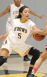 Mylah Andrada plays defense for No. 15 Bishop O'Dowd. She and Dragons are visiting Stockton to play No. 2 St. Mary's on Saturday. Photo: Shavon Jennings/bishopodowd.org.