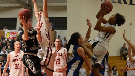 Two of this week's SoCal/NorCal honorees are sophomore Joey Calcaterra from Marin Catholic of Kentfield and freshman Jayla Ruffus-Milner from Harvard-Westlake of North Hollywood. Photos: Bill Schneider/VarsityPix.com & Henry Vogel/HWChronicle.com.