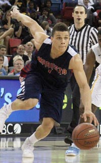 Christian Ellis from Modesto Christian does some fancy fingertip dribbling during CIF NorCal Open Division title game. Photo: Willie Eashman.