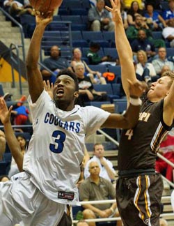 Edward Ware of Capital Christian tries a shot in the lane against Crespi. Photo: Phillip Walton/SportStars.