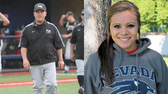 Retiring coach Bill Hutton and his team at Archbishop Mitty (baseball) and pitcher Brooke Bollinger and her team at Yucaipa (softball) are on the move this week. Photos: Katie Collins/Prep2Prep.com & NevadaWolfPack.com.
