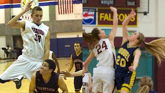 Two of this week's SoCal/NorCal players of the week for playoff scoring are sophomore Adrease Jackson (left) from Tesoro of Las Flores and senior Natalie Diaz of Soquel. Photos: Mark Bausman/OCSidelines.com & Eric Fingal/MBayPreps.com.