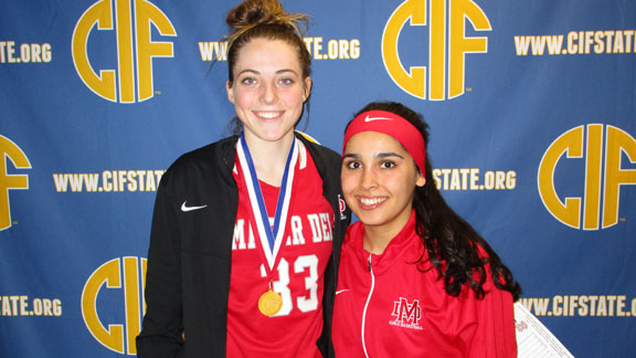 Mater Dei standouts Katie Lou Samuelson and Andee Velasco are three-year starters who hope next week to add to school's legacy of winning CIF state girls titles (right along with the boys). Photo: Ronnie Flores.