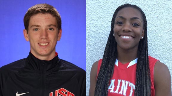 T.J. Leaf (left) from Foothills Christian of El Cajon is one of the top players in the CIF SoCal Open Division (boys) while the same is true of Ma'Ane Mosley of Berkeley St. Mary's in the CIF NorCal Open Division (girls). Photos: USA Basketball & courtesy school.