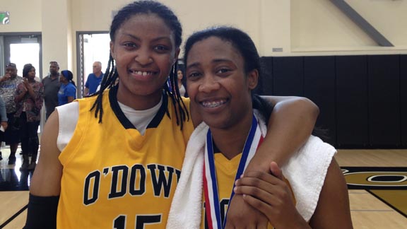 Bishop O'Dowd's big-time backcourt of Aisia Robertson and Asha Thomas have one more game together before they head to Kansas and Cal, respectively. Photo: Harold Abend.
