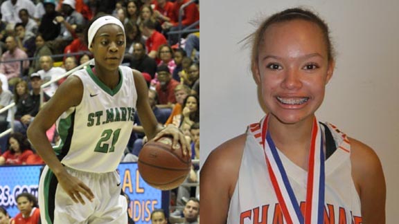 Mi'Cole Cayton from St. Mary's of Stockton and Valerie Higgins from Chaminade of West Hills also were Ms. Basketball State POY finalists. Photos: Willie Eashman & Mark Tennis.