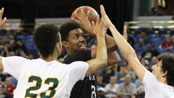 State Freshman of the Year Jordan Brown from Woodcreek of Roseville attracts defenders from San Ramon Valley in CIF NorCal D1 final. Photo: Willie Eashman.