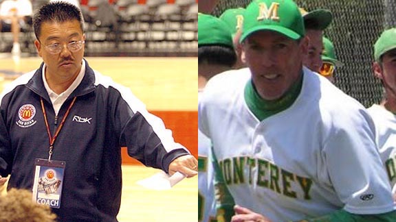 Harvey Kitani of L.A. Fairfax has moved up on state boys bb coaching list. Monterey's Michael Groves, meanwhile, has been added in baseball. Photos: Scott Kurtz & toreadorbaseball.com.