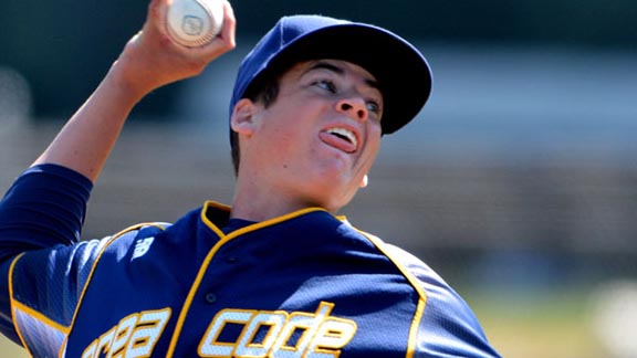 According to his Twitter page, Monday was the birthday of ace San Dimas pitcher Peter Lambert. His team reached 20-0 heading into this week. Photo: Scott Kurtz/StudentSports.com.