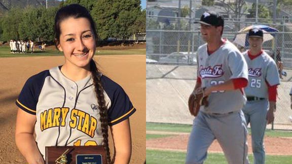 Two of the best on this week's honor roll are Marina Vitalich from Mary Star of San Pedro and Cole Acosta from Santa Fe Christian. Photos: Courtesy family & Twitter.com.