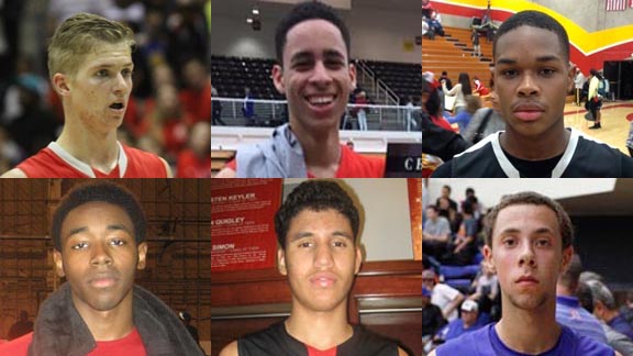 Six of those named to one of the top three overall All-State teams are (l-r top, then bottom) Rex Pflueger of Mater Dei, Chance Comanche of Beverly Hills, Paris Austin of Bishop O'Dowd, Jeremy Hemsley of La Puente Damien, Bennie Boatwright of Village Christian and Jordan Ford of Folsom. Photos: Willie Eashman, Paul Muyskens, Ronnie Flores.