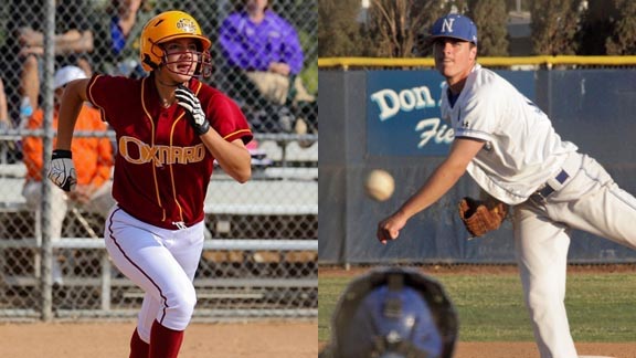 Two of this week's honorees are junior Reyna Carranco of Oxnard and senior Kyle Hatton of Norco. Photos: softballshowcase.com & bigleaguefuturesplus.net.