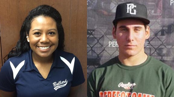Two of this week's NorCal/SoCal honorees are Sienna Kendricks of Fresno Bullard and Jake Baer from El Camino Real of Woodland Hills. Photos: Courtesy school & Twitter.com.