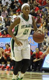 Stockton St. Mary's point guard Mi'Cole Cayton was the most dynamic player for the Rams in their biggest games of the season. Photo: Willie Eashman.