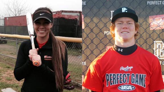 Two of this week's NorCal/SoCal players of the week are Madilyn Nickles of Merced and Cole Lemmel from Point Loma of San Diego. Photo: Twitter.com & PerfectGame.org.