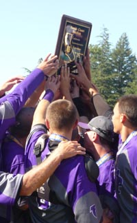 All hands on the championship plaque for College Park of Pleasant Hill baseball team. Photo: Mark Tennis.