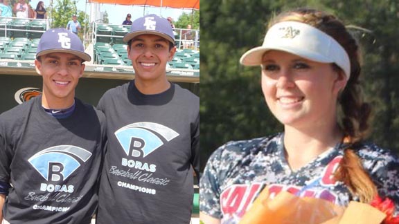 Two of this week's honorees are Ty Madrigal (his brother, Nick, is on his left) of Elk Grove and Makayla Martin of Scripps Ranch. Photos: Mark Tennis & courtesy school.