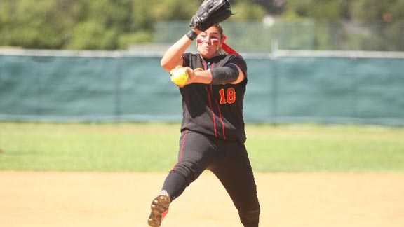 Ms. Softball State Player of the Year Taylor McQuillin of Mission Viejo went 55-2 in the last two seasons and was known for pinpoint control. Photo: Patrick Takkinen/OCSidelines.com.